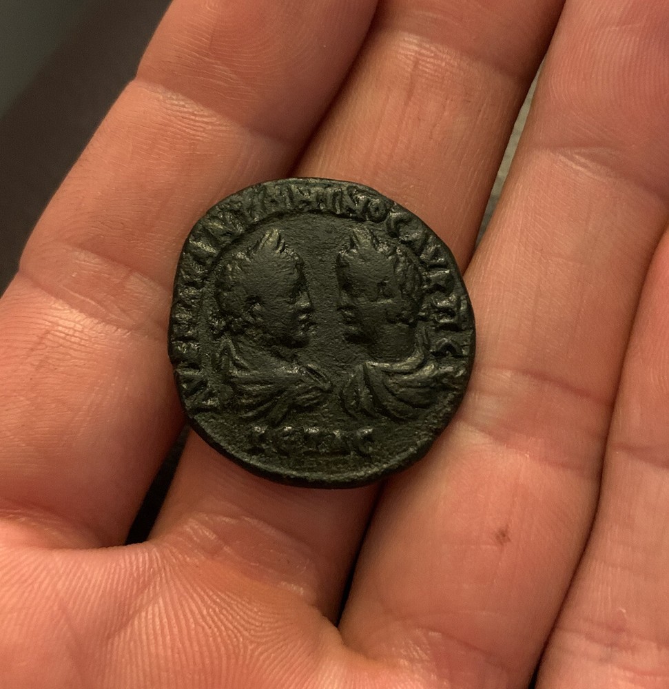 CARACALLA & GETA Ancient Roman Coin Ae28 Moesia 209-11AD TYCHE VAR1085 11.5g