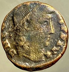 Ancient Roman Coin 347-348 AD Constantius II Genuine Votive and Wreath Reverse