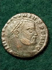 Roman, Licinius I, COA, Bronze Follis, Jupiter Eagle Victory Siscia 19mm, 2.99gr
