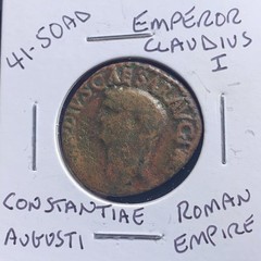 41-50AD Emperor Claudius Rome Mint Constantiae Standing Ancient Rare Roman Coin