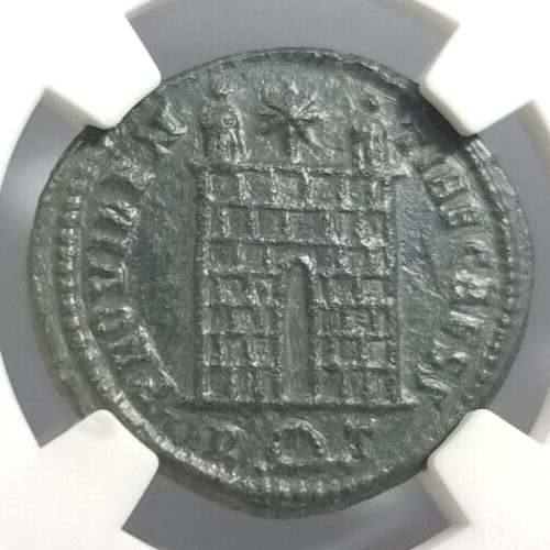 Constantine II Roman Empire Nummus NGC AU Camp Gate Castle Keep Ancient Caesar