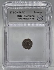 27BC-476AD Roman Empire Bronze Coin ICG Genuine Authenticated Certified Slab