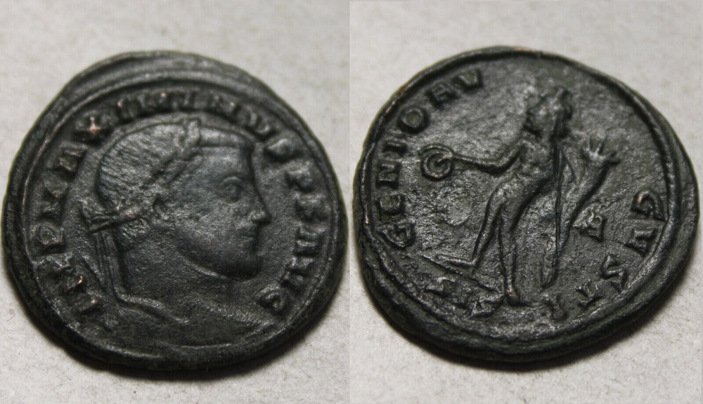 Maximinus II Daia Genuius patera Rare genuine Ancient Roman coin follis Siscia