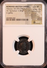 Romano-British Empire “Allectus” Quinarius (293-297 AD) – NGC Choice VF! Rare!
