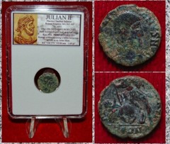 Ancient Roman Empire Coin JULIAN II Roman Soldier Spearing Horseman Arles Mint