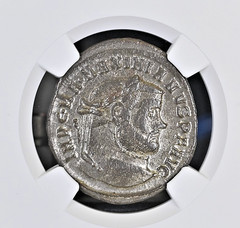 Roman Empire Maximian AD 286-310 Bi Nummus Thessalonica NGC Ch VF (silvering)