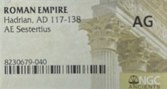 Emperor Hadrian 117-138 AD NGC Graded Sestertius Certified Ancient Roman Coin