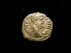 SEPTIMIUS SEVERUS. NIKOPOLIS. AE 17. Serpent entwined around tripod. Vivid.
