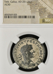 Trebonianus Gallus Sestertius Ancient Roman Coin Temple NGC Genuine 251-253AD