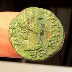 ROMAN AE23 DENARIUS COIN OF NERO THESSALY APOLLO CITHAROEDUS PLAYING LYRE 6.72G