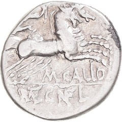 [#1170985] Coin, Calidia, Denarius, 117-116 BC, Rome, EF(40-45), Silver, Crawfor