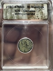 ICG Roman Empire Billon Nummus Coin Ancient Imperial Era 27 BC-476 AD Genuine