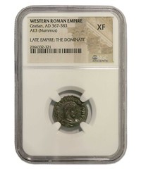 NGC XF Roman AE3 of Gratian (AD367 – 383 ) NGC Ancients Certified EXTREMELY FINE