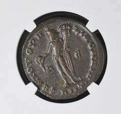 Roman Empire Maximian AD 286-310 Bi Nummus Antioch NGC Ch VF (flan flaw)