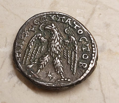 ELAGABALUS 219AD Antioch Eagle Large Authentic Ancient Silver Roman Coin