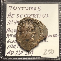postumus Ae sestertius A.D. 260-269 Posthumous In Military Attire Struck On Ir F