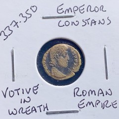 Genuine Ancient Roman Coin 337-350 AD Emperor Constans Wreath Authentic Rare