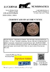 *Lucernae* Delmatius 1/2 Follis GLORIA EXERCITVS Palms / AQS Aquileia 336 AD