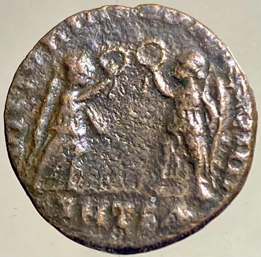 2 Goddesses Victory Ancient Roman Coin 342-348 AD Constantius II Victoriae