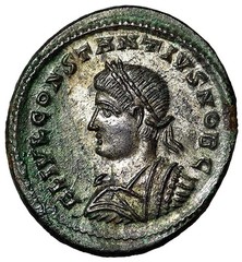 Constantius II Silvered Nummus “Left / Campgate” Heraclea Extremely Fine