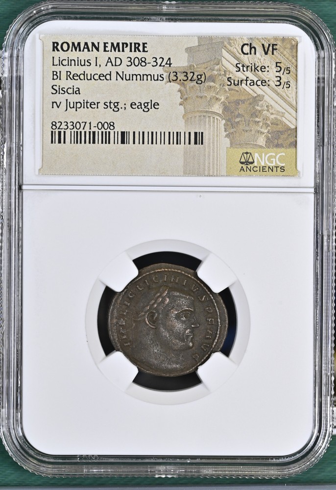 Roman Empire AD 308-324 BI Reduced Nummus Licinius I NGC Ch VF