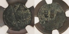 Herod Agrippa 1, Bronze Prutah, 37 – 44 AD, Judea, Under Claudius, NGC CH F
