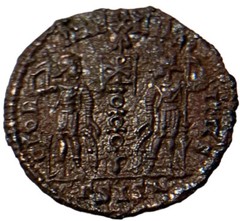 Constans 337-340AD. Legion soldiers standard Chi-Rho Siscia Mint ~ Silvered