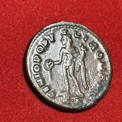Roman Bronze Coin — Maximinus Follis 286-305 A.D. Rev Genius Red Brown Patina