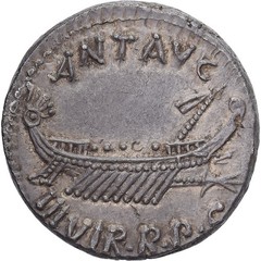 [#1066068] Marcus Antonius, Denarius, Autumn 32-Spring 31 BC, Military mint, Ped
