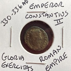 Genuine Ancient Roman Coin 330-336AD Constantius II Gloria Exercitas 2 Soldiers