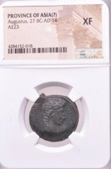 Augustus. 27 BC-AD 14. Æ 23 As. Uncertain Asian Minor. RomanEmpire. NGC XF