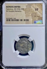 Female Roman Empress Salonina NGC Graded Coin 254-268 AD Double Denarius Genuine