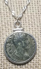 Authentic Ancient Coin of the Roman Emperor Lucius Verus Solid Silver Necklace