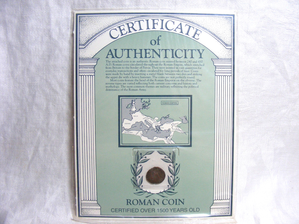 ANCIENT ROMAN COIN 240 AD – 410AD WITH COA f