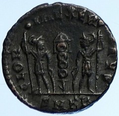 CONSTANS Authentic Ancient CYZICUS 337AD Roman Coin WAR LEGION SOLDIERS i109104