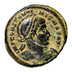 Altar & Two Nikes Constantine I Trier AE18, VOT PR Victories. Genuine Roman Coin
