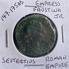 Empress Faustina Jr Sestertius Large Ancient Roman Coin 147AD-175AD Genuine Juno