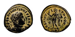 EF Constantinus I the Great AD 306-336. Rome Follis Sol R Star P Certified COA