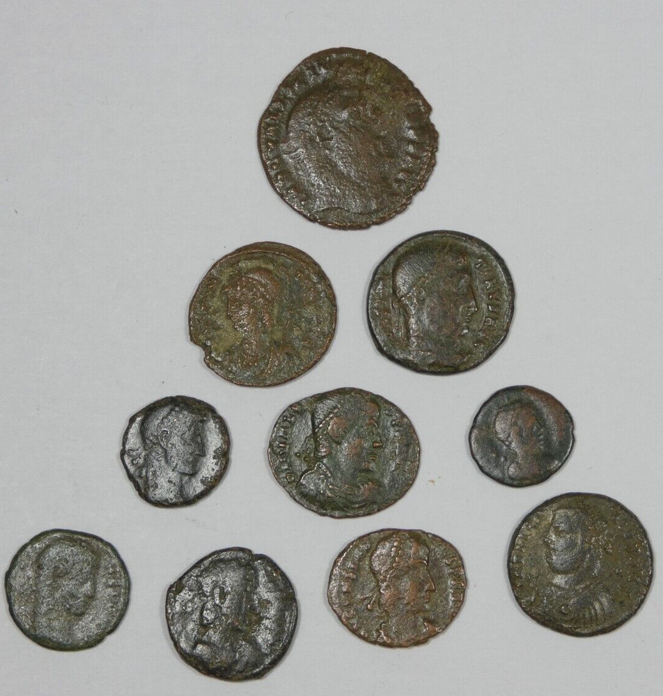 10 Different Ancient Roman Coins Circa Approx. 200 – 300 A.D.