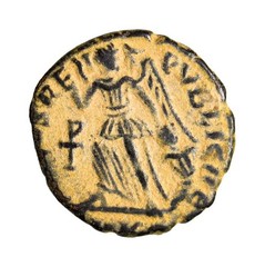 Honorius AE Nummus Victory Dragging Captive Cyzicus 400 AD Authentic Ancient