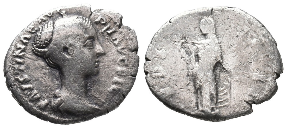 Roman Silver Denarius – Rome 147-150 AD – Faustina Junior – Pudicitia