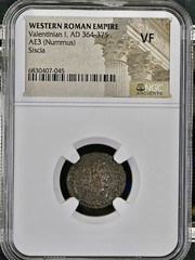 Graded Ancient Roman Coin Emperor Valentinian I 364AD-375AD NGC Very Fine