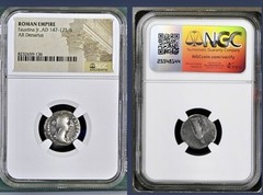 Roman Empress Faustina Jr Silver Denarius 147-175AD NGC Genuine Ancient Coin