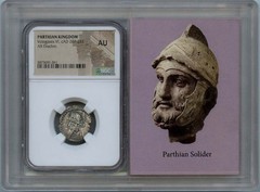 Vologases VI, cAD 207-222 PARTHIAN AR Drachm NGC AU50 Story Vault