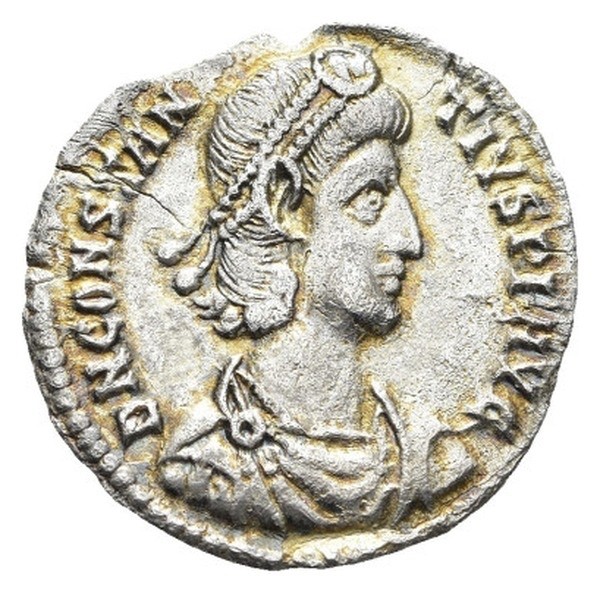 Roman Empire – Constantius II (r. 337-361 AD) AR Siliqua, Sirmium – Golden Tone