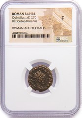 Rare Roman AE Antoninianus of Quintillus (AD270) – NGC Graded – F Condition