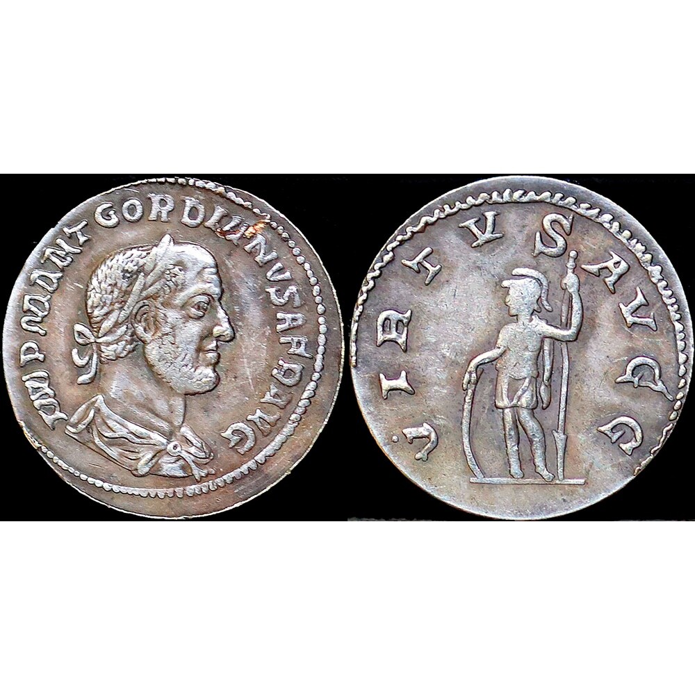 238 AD Ancient Roman Coin Gordian II Africanus – Silver Plated Denarius 20mm