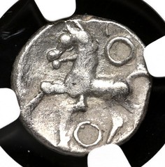 CELTIC GAUL, Aedui. 1st Century BC. Silver Quinarius, Horse, NGC VF