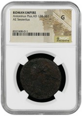 Antoninus Pius AD 138-161 ROMAN EMPIRE AE Sestertius NGC Good RIC 629; Cohen 775