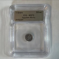 ICG MS70 Egyptian Montu Antiqued 1 Gram Silver Ancient Roman Imperial Coin
